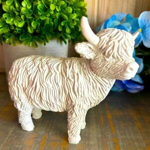 Charming white Highland Cow Figurine